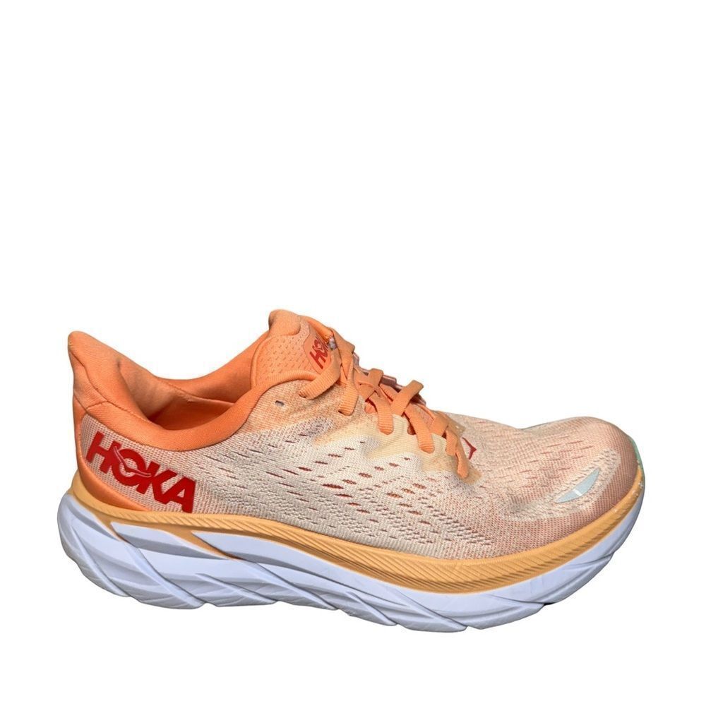 Hoka Clifton 8 Women's Peach and White Athletic Shoes size 8.5B